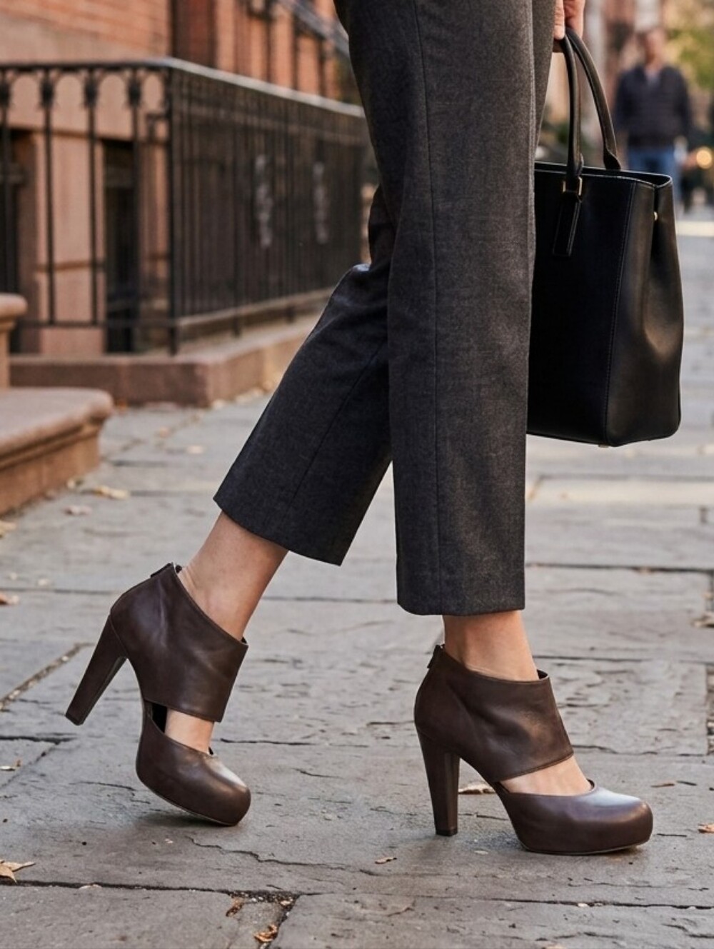 Loeffler Randall YVETTE Gray Leather Cutout Bootie Platform Heels 9